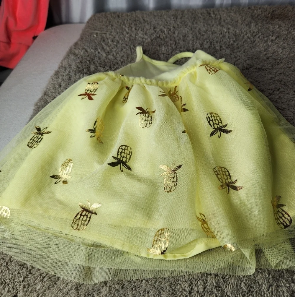 Toddler Girls' Pineapple Tulle Dress - Cat & Jack Yellow 18M